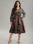 Belted Floral Print Dress