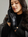 Warm & Cozy Solid Fur Ball Detail Gloves