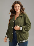 Corduroy Striped Trim Button Up Jacket