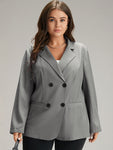 Suit Collar Solid Double Breasted Blazer