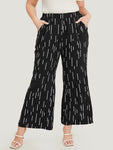 Geometric Print Pocket Bootcut Pants