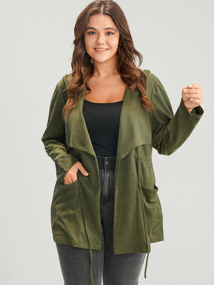

Plus Size Women Workwear Plain Pocket Pocket Casual Jackets BloomChic, Army green