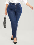Straight Very Stretchy High Rise Dark Wash Jeans