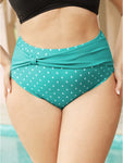 Polka Dot Ruched Detail Patchwork Bikini Bottom