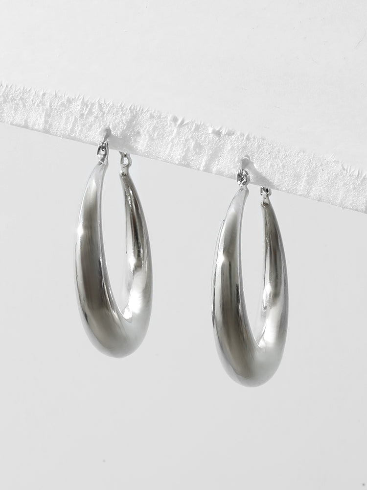 

Plus Size Earrings | Asymmetrical 925 Silver Needle Circular Hoop Earrings | BloomChic