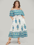 Pocketed General Print Flutter Sleeves Dress by Bloomchic Limited