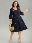 Embroidered Sequined Pocketed Dress