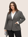 Plain Suit Collar Pocket Regular Fit Blazer