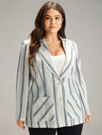 Anti wrinkle Striped Suit Collar Pocket Blazer