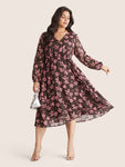 Floral Print Mesh Wrap Dress by Bloomchic Limited