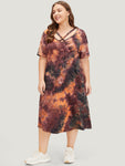 Pocketed Tie Dye Print Dress