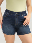 Very Stretchy High Rise Slant Pocket Denim Shorts