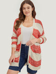 Two Tone Pocket Open Front Cardigan