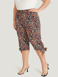 Ditsy Floral Pocket Elastic Waist Twist Hem Pants