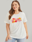 Positive Slogans Print Contrast Graphic T shirt