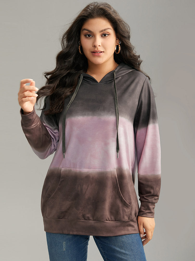 

Plus Size Women Dailywear Ombre Contrast Regular Regular Sleeve Long Sleeve Hooded Pocket Casual Sweatshirts BloomChic, Multicolor