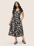 Floral Print Cowl Neck Dress by Bloomchic Limited