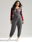 Plaid Print Pocketed Jumpsuit With a Bow(s)