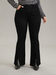 Solid Split Front Flare Leg Very Stretchy Jeans