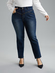 Beaded Detail Full Length Pocket Straight Leg Jeans