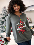 Christmas Trees Round Neck Rib Knit Sweatshirt