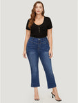 Bootcut Very Stretchy High Rise Contrast Stitch Detail Jeans