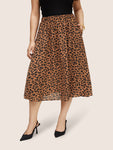 Leopard Pocket Elastic Waist Cropped Skirt