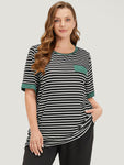 Striped Contrast Patchwork T shirt