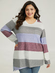 Striped Split Hem Asymmetrical T shirt