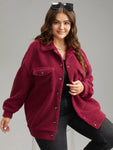 Fuzzy Solid Flap Pocket Button Fly Coat