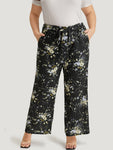 Floral Print Pocket Belted Pants