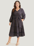 Pocketed Striped Print Dress by Bloomchic Limited