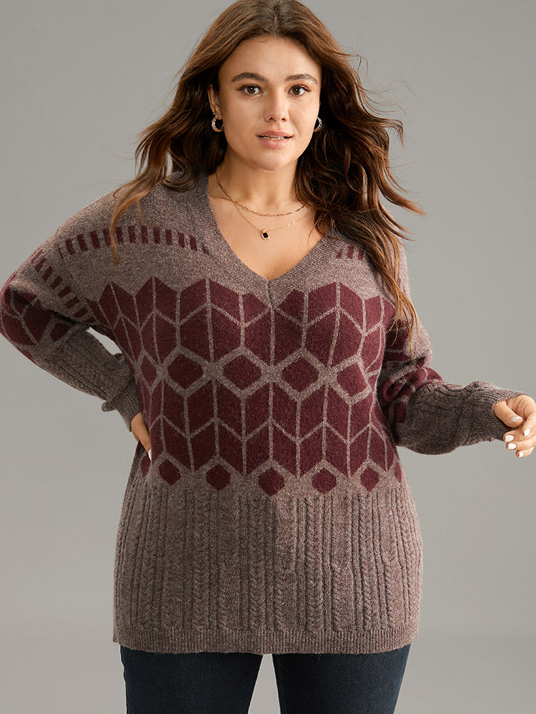 

Supersoft Essentials Geometric Knit Jacquard Pullover, Burgundy