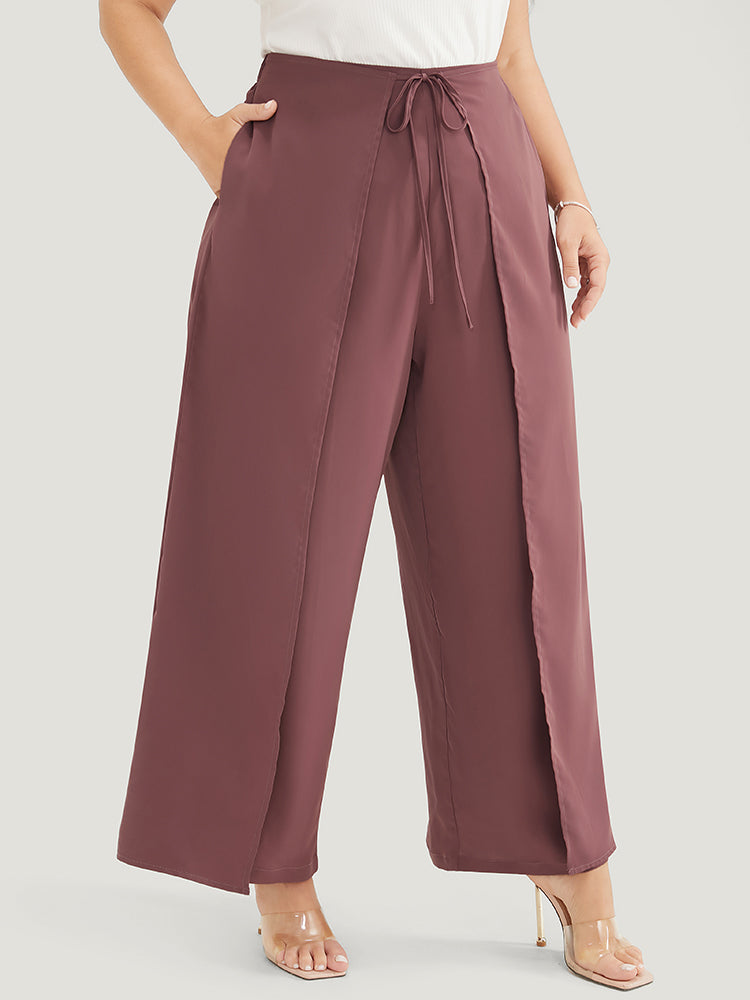 

Plus Size Women Dailywear Plain Mid Rise Pocket Elegance Pants BloomChic, Mauve