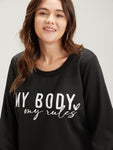 Letter Print Drop Shoulder Sweatshirt