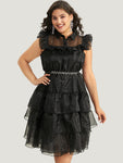 Mesh Dress With Ruffles