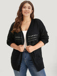 Plain Hollow Out Open Front Cardigan