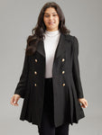 Double Breasted Lapel Collar Plicated Detail Coat