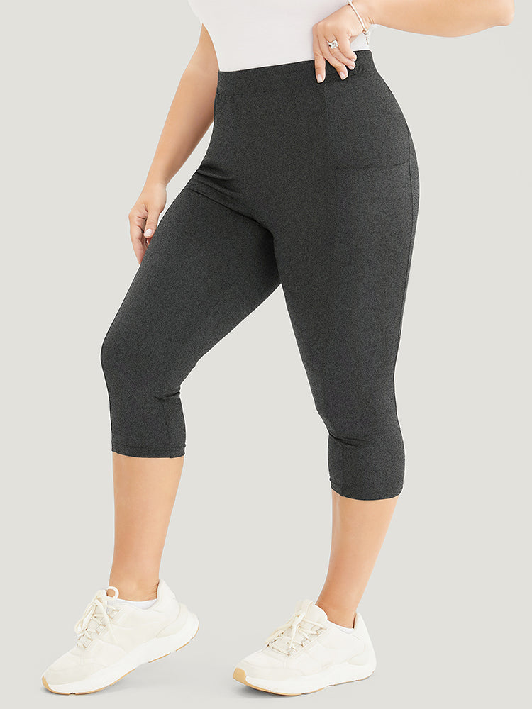 

Plus Size Women Dailywear Plain Medium stretch Skinny High Rise Pocket Casual Leggings BloomChic, Dim gray