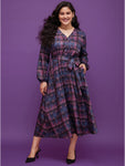 Plaid Print Belted Pocketed Dress