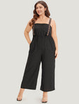 Pocketed Geometric Print Spaghetti Strap Elasticized Waistline Jumpsuit