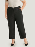 Solid Button Up Straight Leg Pants