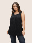 Solid Crochet Lace Plicated Detail Tank Top