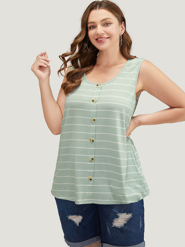 

Plus Size Women Dailywear Striped Contrast Sleeveless Sleeveless Scoop Neck Casual Tank Tops Camis BloomChic, Light green