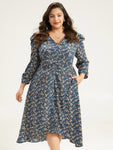 Ditsy Floral Ruched Puff Sleeve Dress