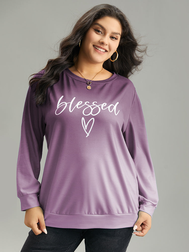 

Plus Size Women Dailywear Graphic-Positive Slogans Printed Regular Regular Sleeve Long Sleeve Round Neck Casual Sweatshirts BloomChic, Purple