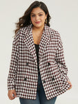 Halloween Gingham Tweed Plisse Double Breasted Coat