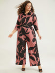 Silhouette Floral Print Zipper Belted Jumpsuit