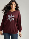 Glitter Snowflake Round Neck Sweatshirt