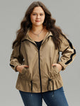 Wind resistant Contrast Trim Drawstring Jacket